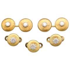 Buccellati Diamond and 18 Karat Gold Cufflinks and 3 Studs Set