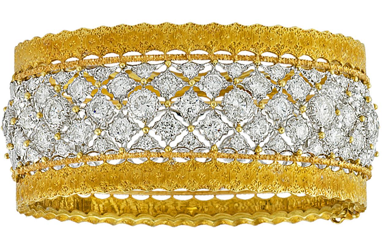 Buccellati Armreif aus Diamant und Gold mit Diamanten (Brillantschliff) im Angebot