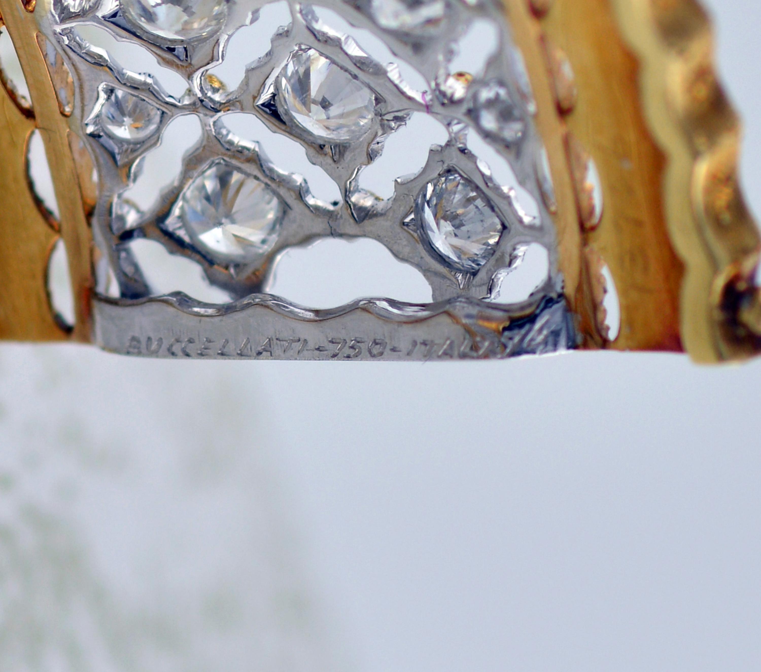 Brilliant Cut Buccellati Diamond and Gold Bangle Bracelet For Sale