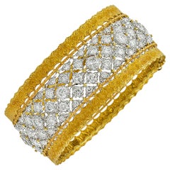 Vintage Buccellati Diamond and Gold Bangle Bracelet