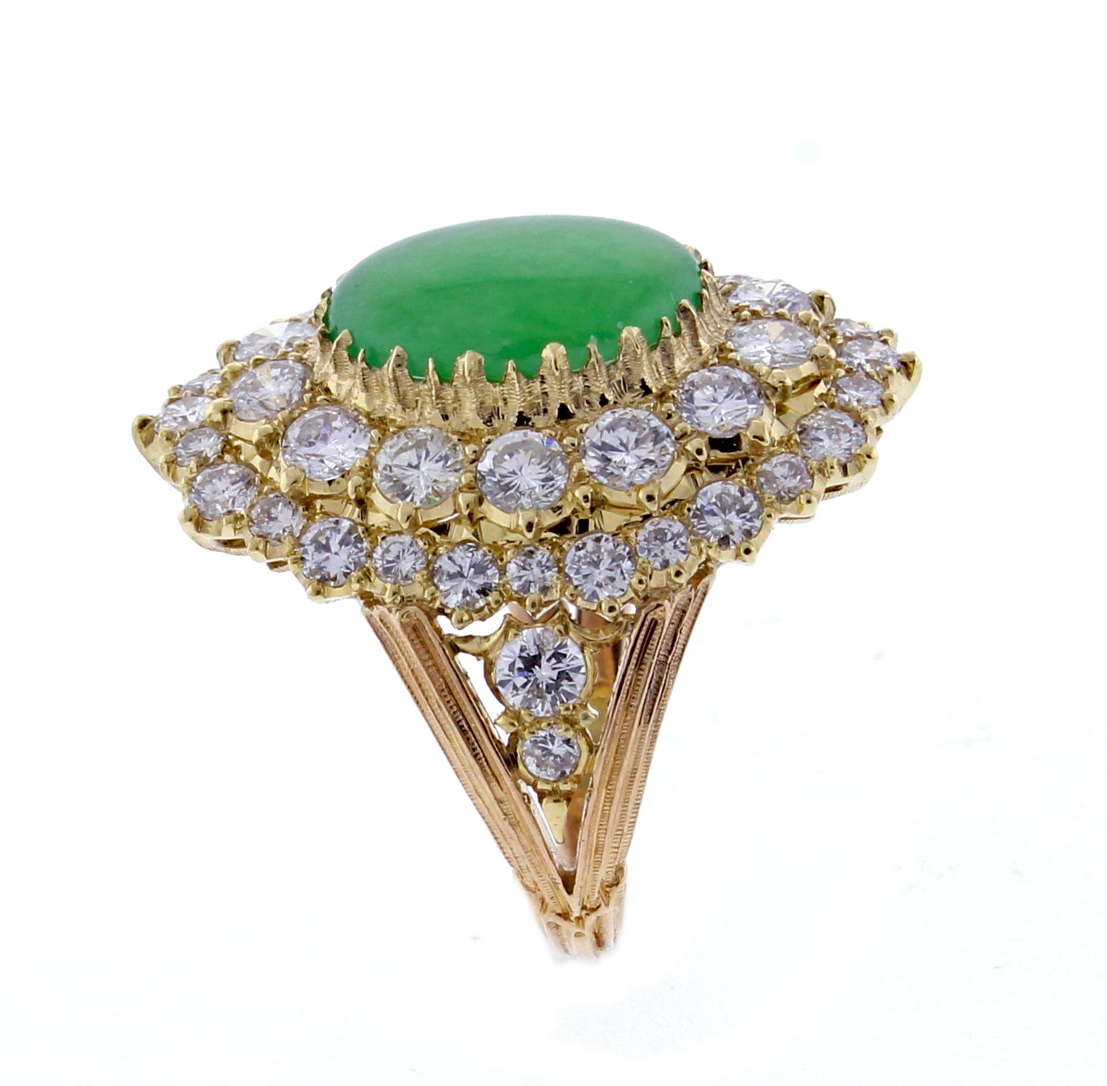 Buccellati Diamond and Jade Ring In Excellent Condition In Bethesda, MD
