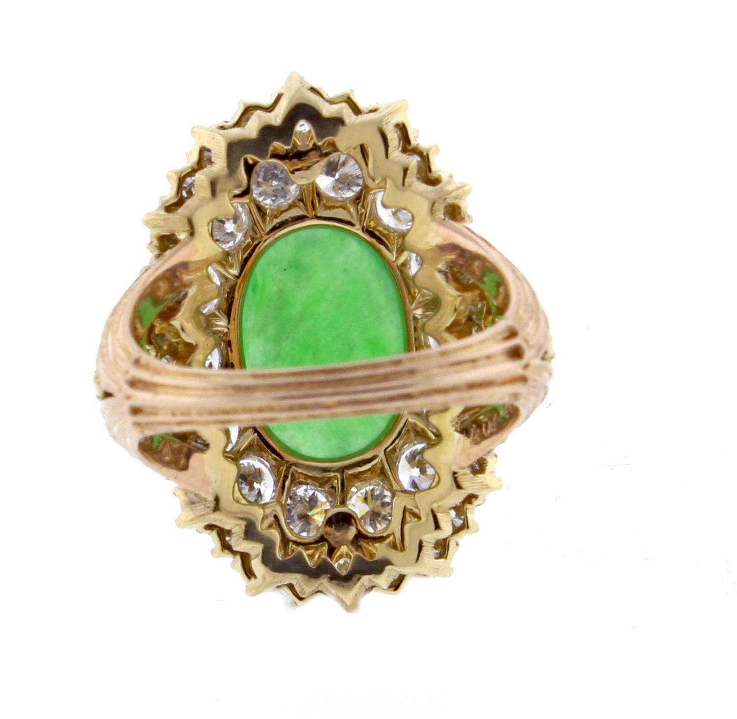 Women's or Men's Buccellati Diamond and Jade Ring