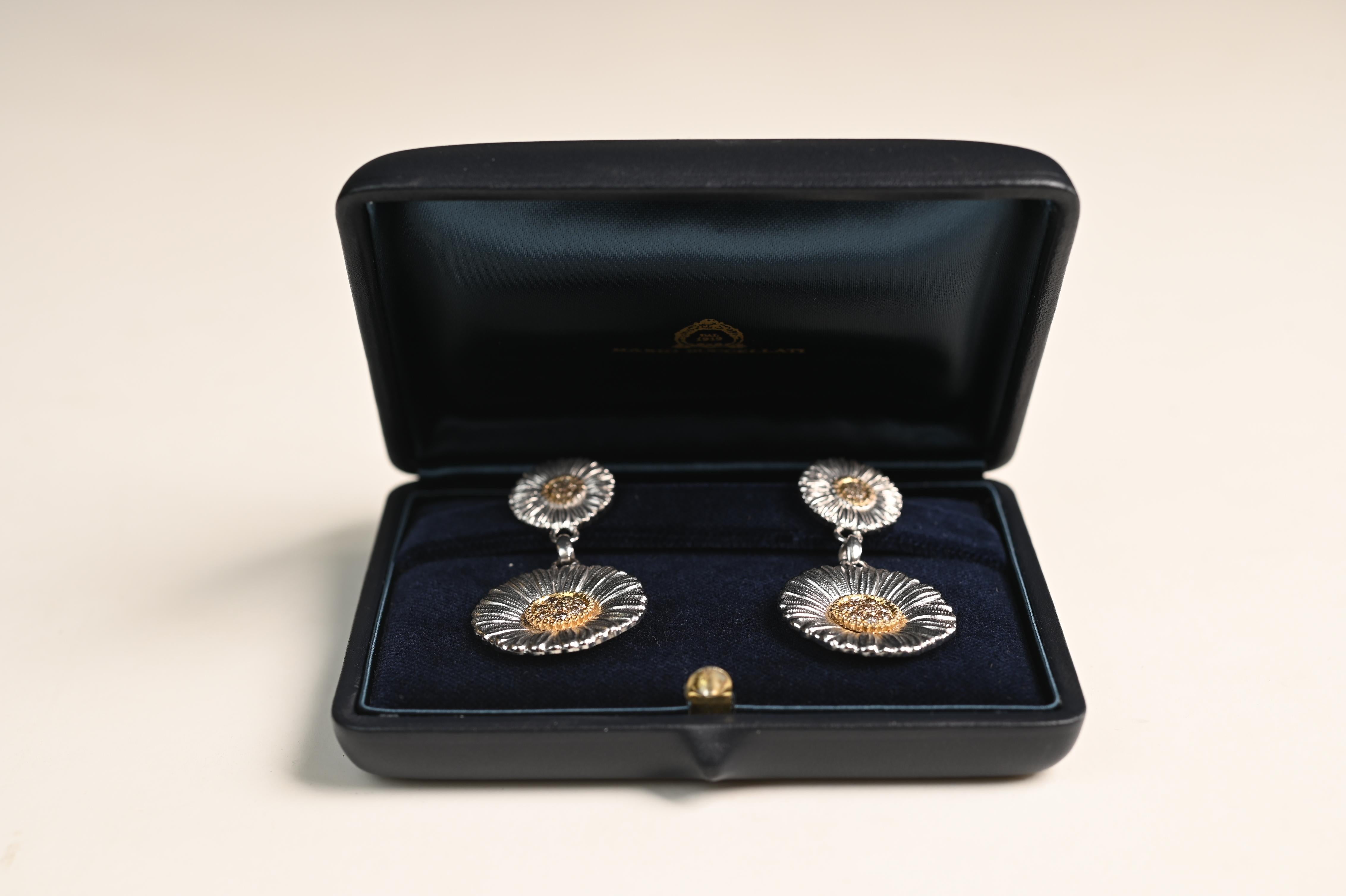 Art Deco Buccellati Diamond (Approx 0.70-Carats) Earrings, Silver and Yellow Gold For Sale