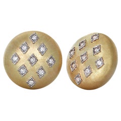Buccellati Diamond Button Earrings, 18 Karat Gold with .50 Carat of Diamonds