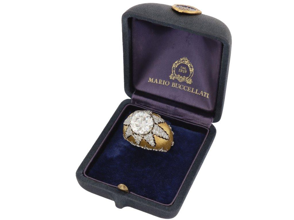 Women's or Men's Buccellati Diamond Cluster Ring, Italian, circa 1940 For Sale