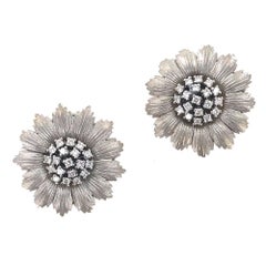 Buccellati Diamond Floral 18 Karat White Gold Earrings