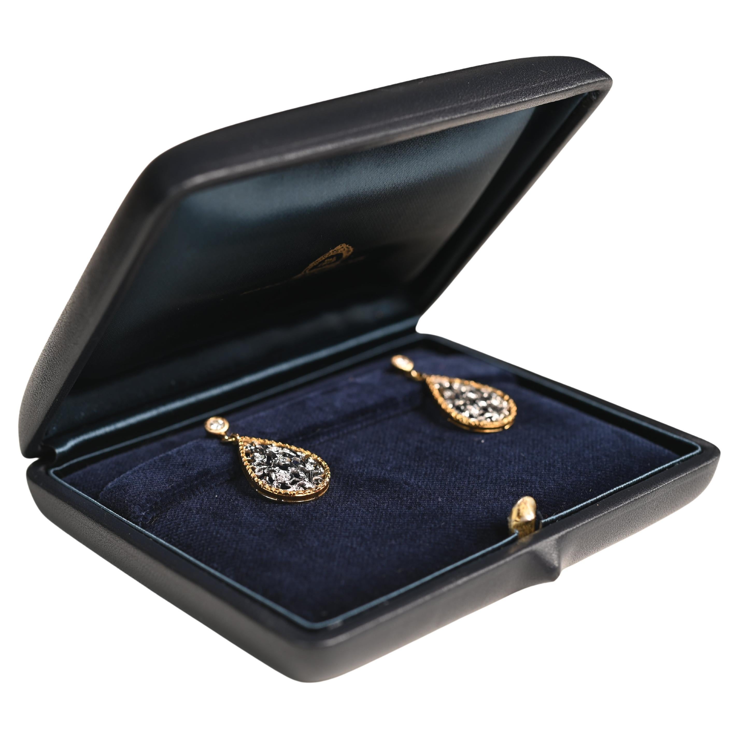 Buccellati Diamond Floral Earrings, 18K Yellow Gold For Sale