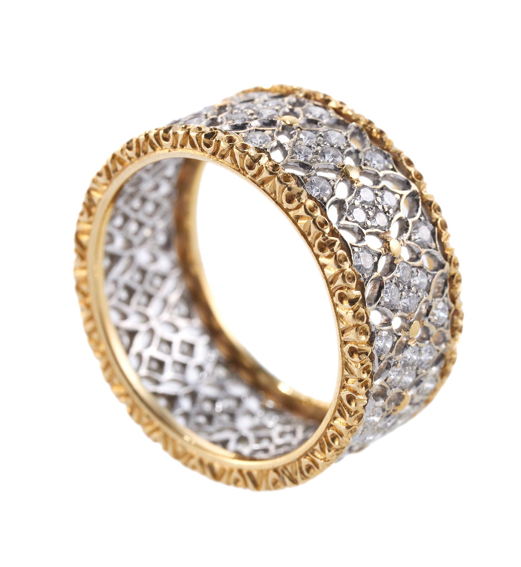 Buccellati Diamant-Goldband-Ring (Rundschliff) im Angebot
