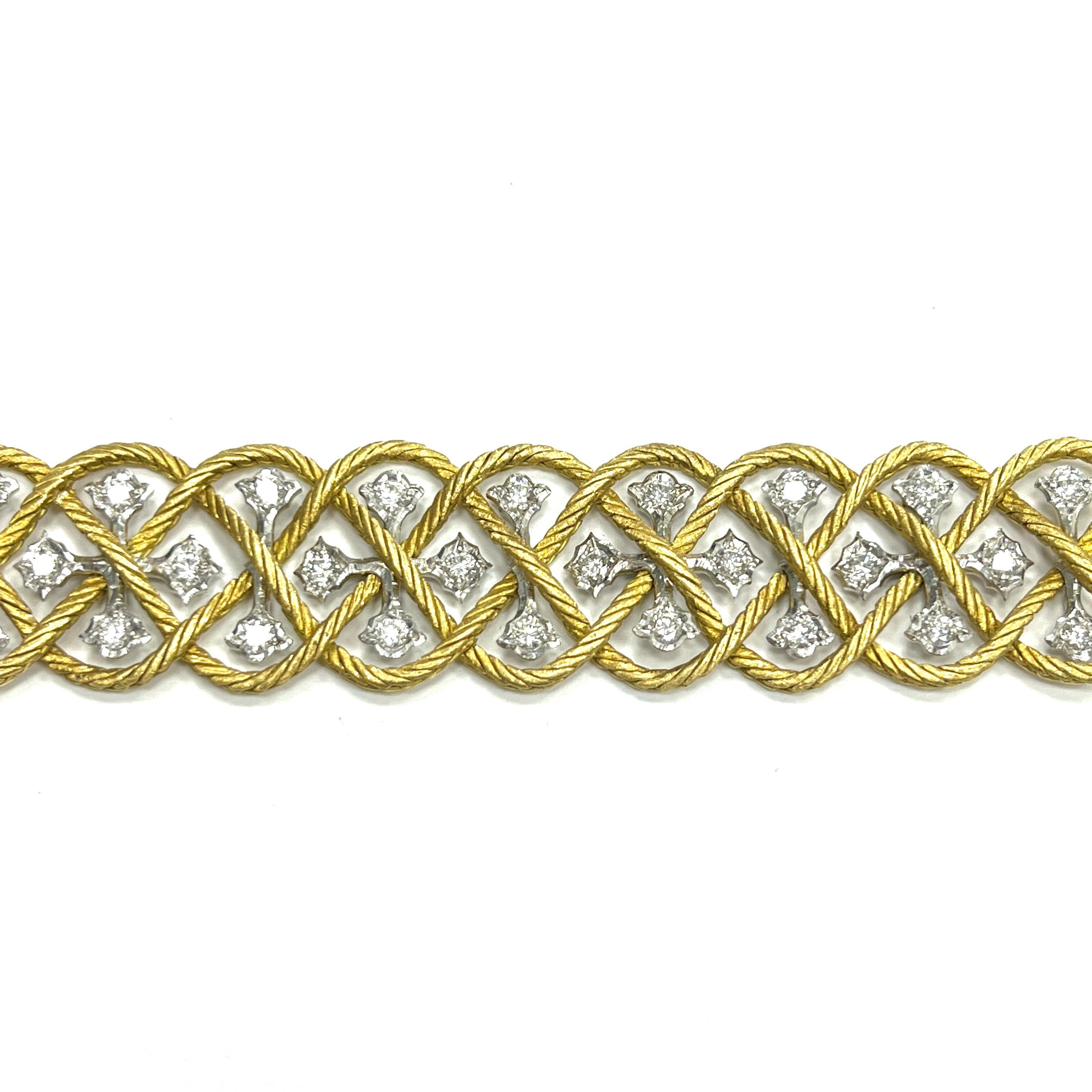 Round Cut Buccellati Diamond Gold Bracelet
