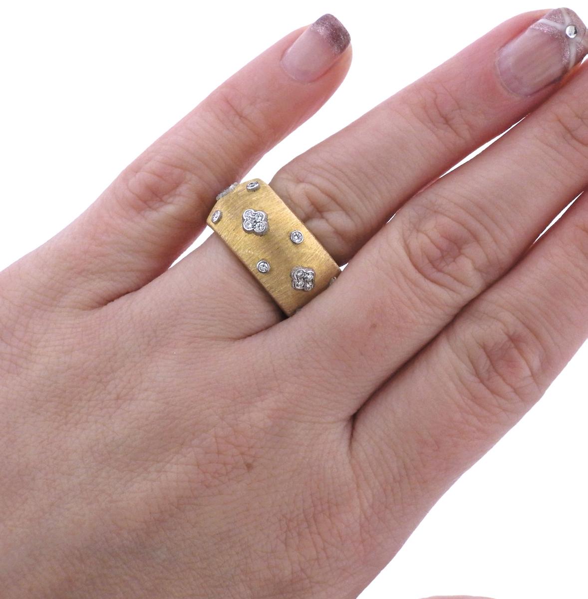 Women's Buccellati Diamond Gold Classic Band Ring For Sale