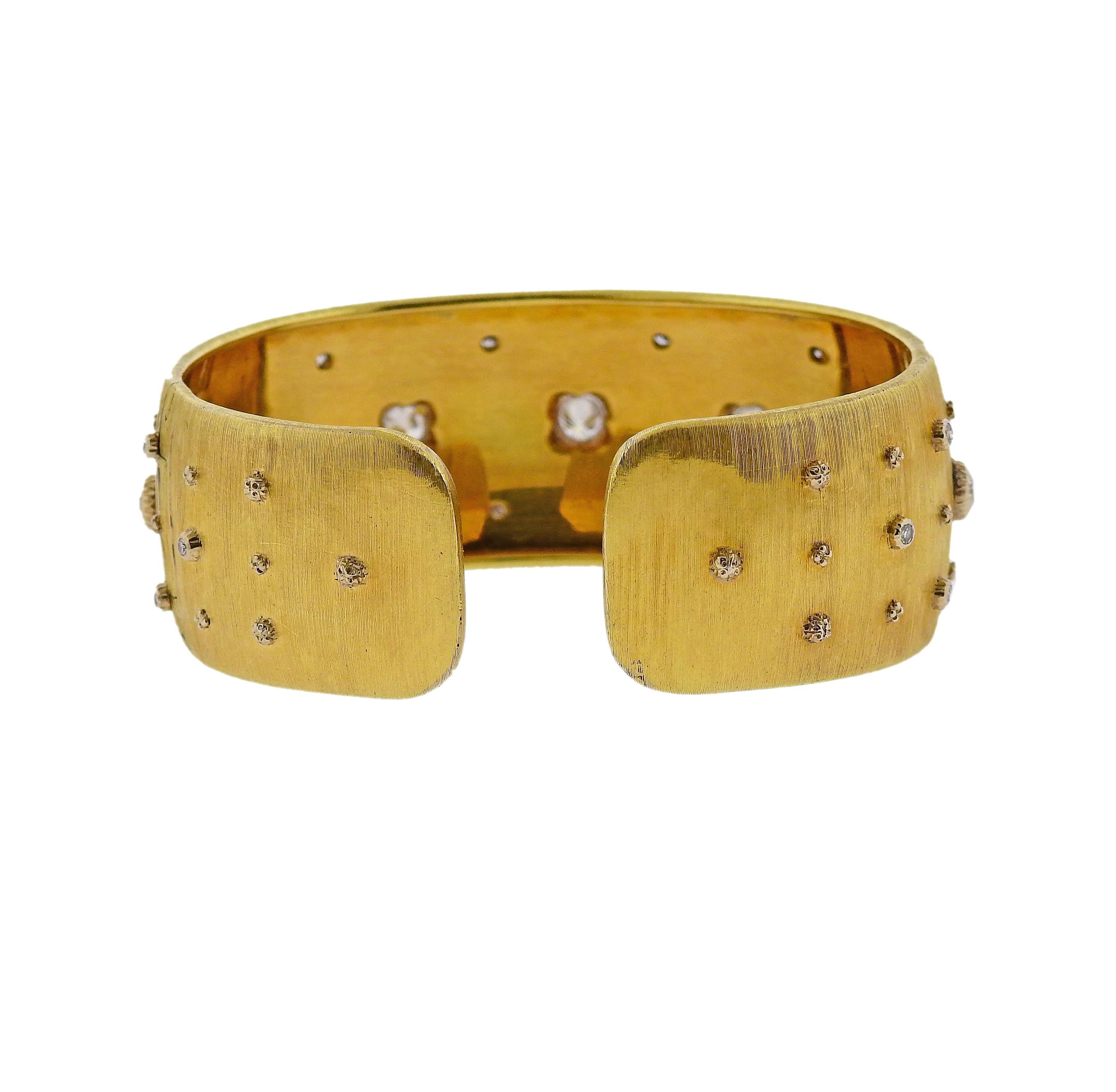 Buccellati Diamond Gold Classic Cuff Bracelet For Sale 1