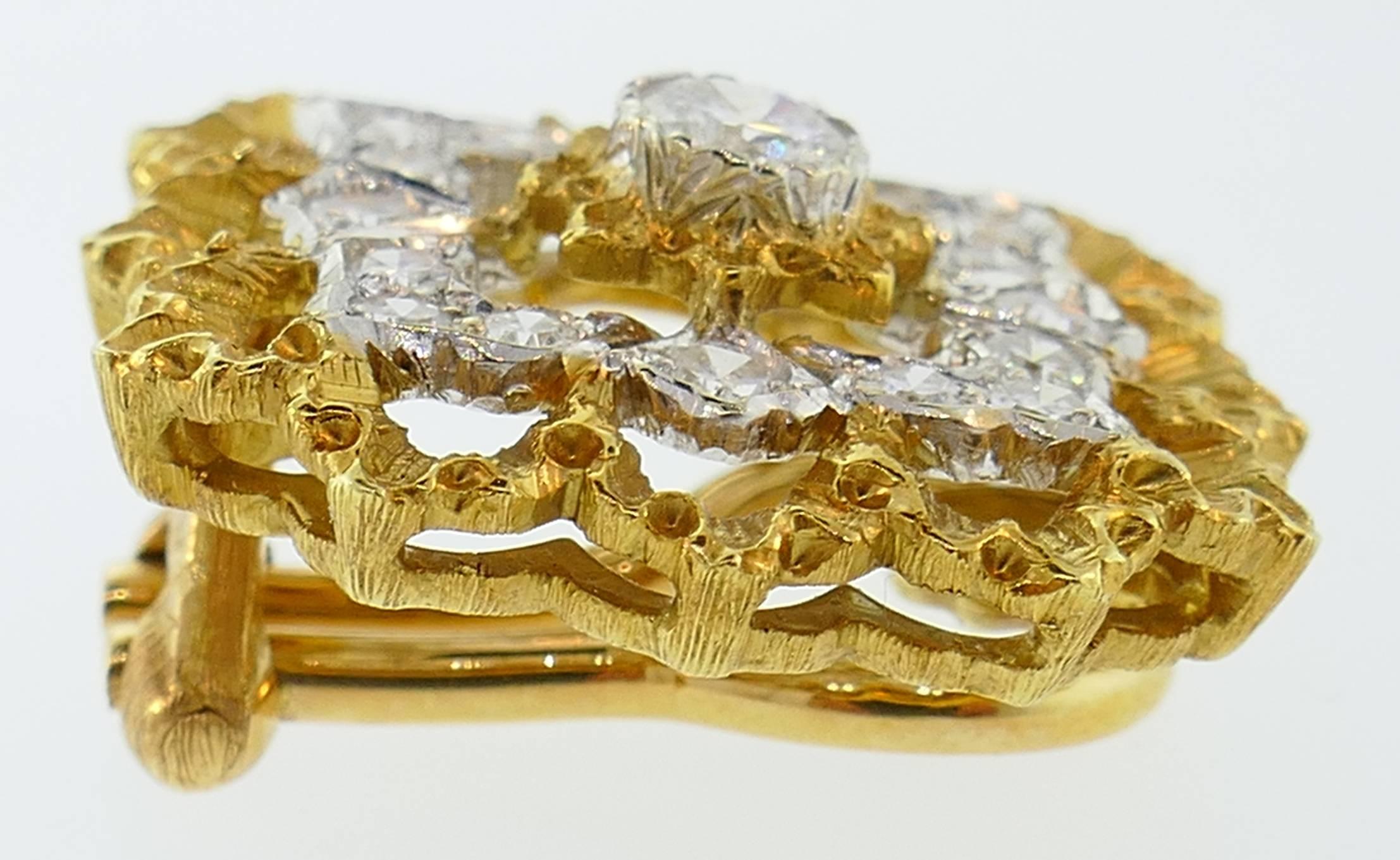 Women's Buccellati Diamond Gold Clip-On Earrings For Sale