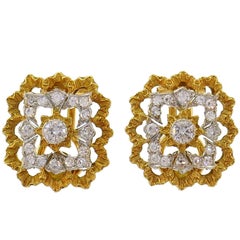 Pendientes de clip de oro con diamantes Buccellati
