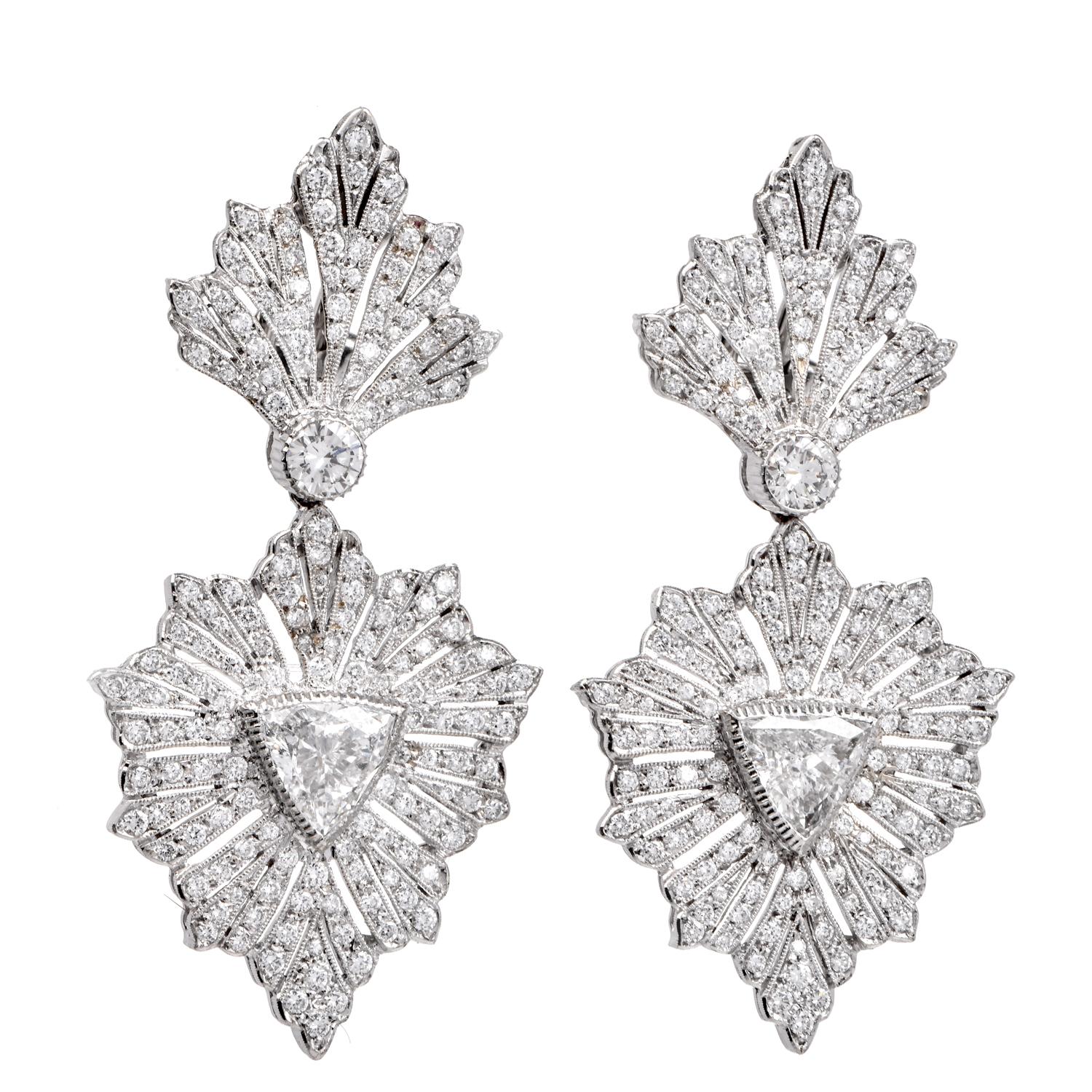 Women's Buccellati Diamond Gold Dangle Drop Omega Clip Earrings For Sale