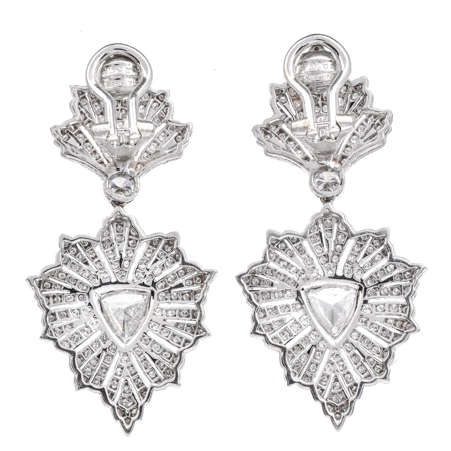 Buccellati - Boucles d'oreilles pendantes en or avec diamants et Omega Clips en vente 1