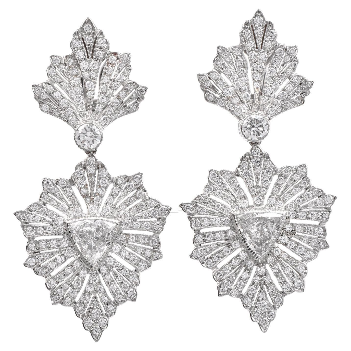 Buccellati Diamond Gold Dangle Drop Omega Clip Earrings