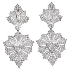 Retro Buccellati Diamond Gold Dangle Drop Omega Clip Earrings