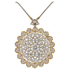 Buccellati Diamant-Gold-Anhänger Brosche Halskette