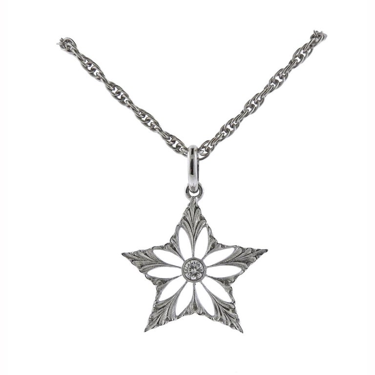 Buccellati Diamond Gold Star Pendant Necklace at 1stDibs