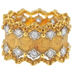 Buccellati Diamond Gold Wide Band Ring