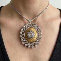 Buccellati Diamond Pendant Necklace in 18K Yellow Gold, Italy