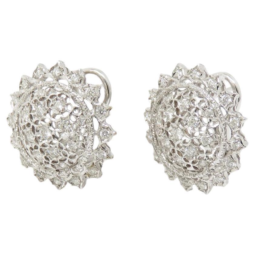 Contemporary BUCCELLATI Diamond Pizzo Earrings 18k white gold For Sale