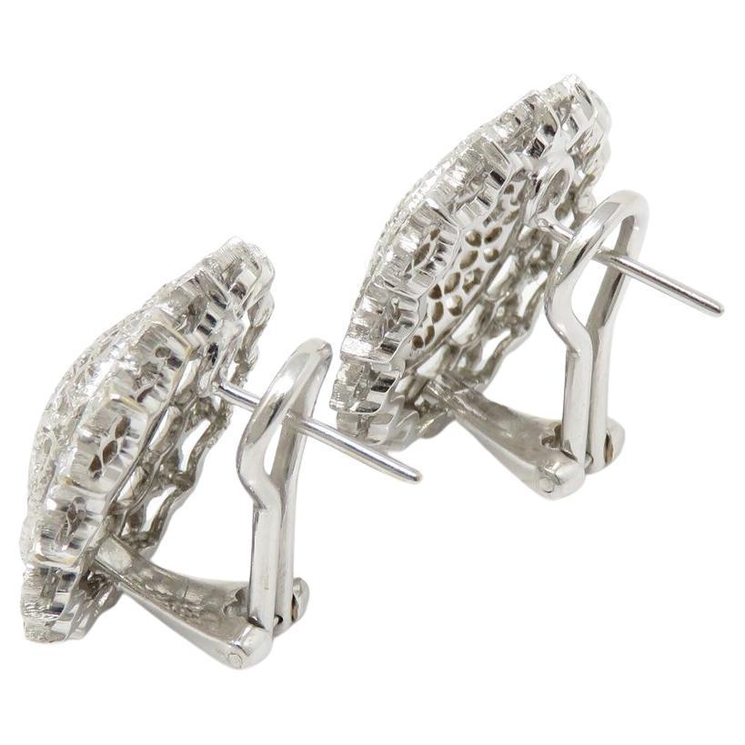 Round Cut BUCCELLATI Diamond Pizzo Earrings 18k white gold For Sale