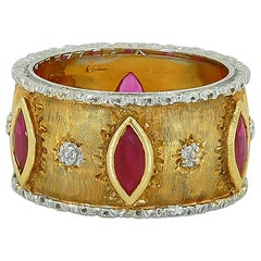 Buccellati Diamond, Ruby Gold Ring