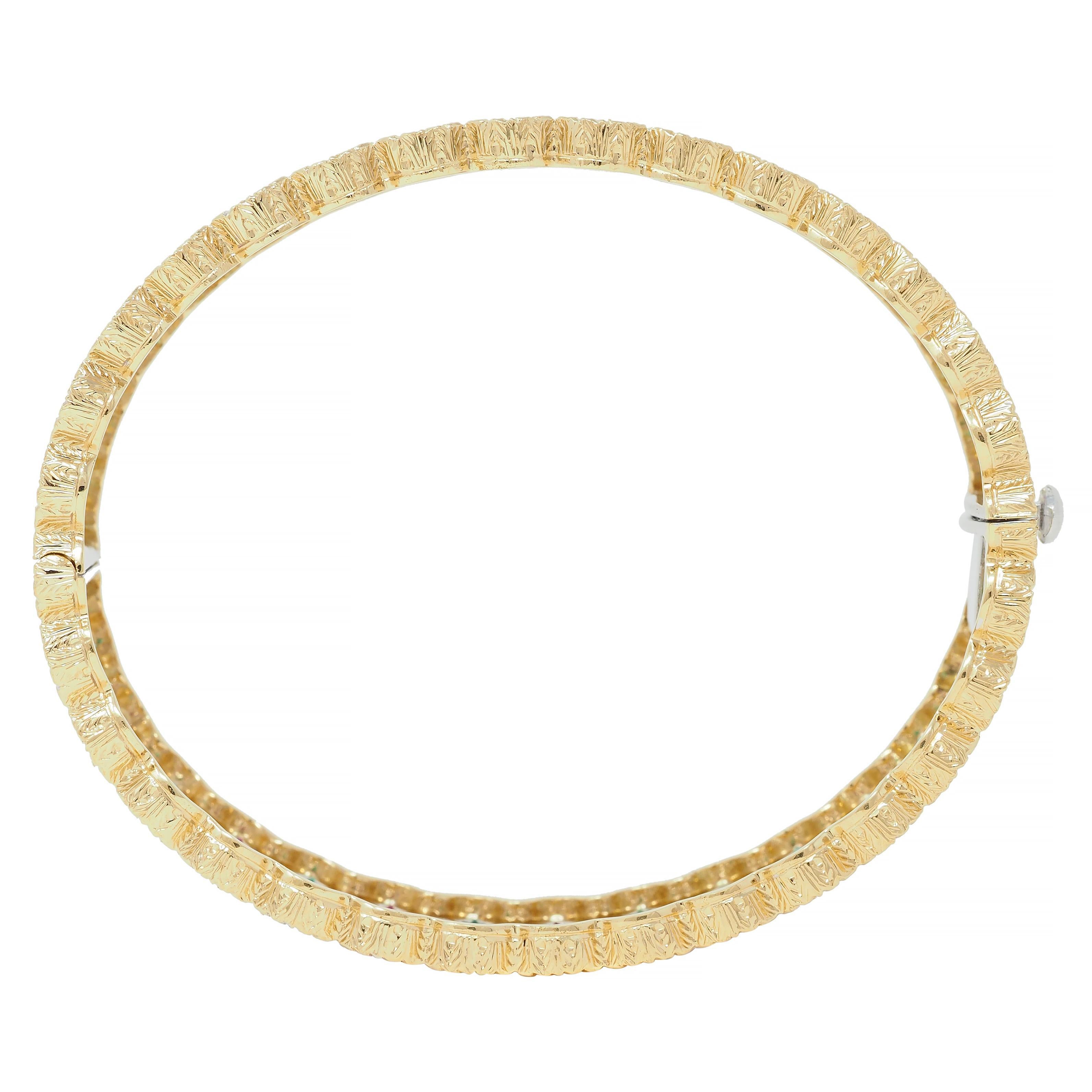 Buccellati Vintage-Armband aus 18 Karat zweifarbigem Gold mit Diamanten, Rubin, Saphiren und Smaragden für Damen oder Herren im Angebot