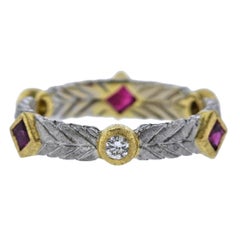 Buccellati Diamond Ruby White Gold Band Ring