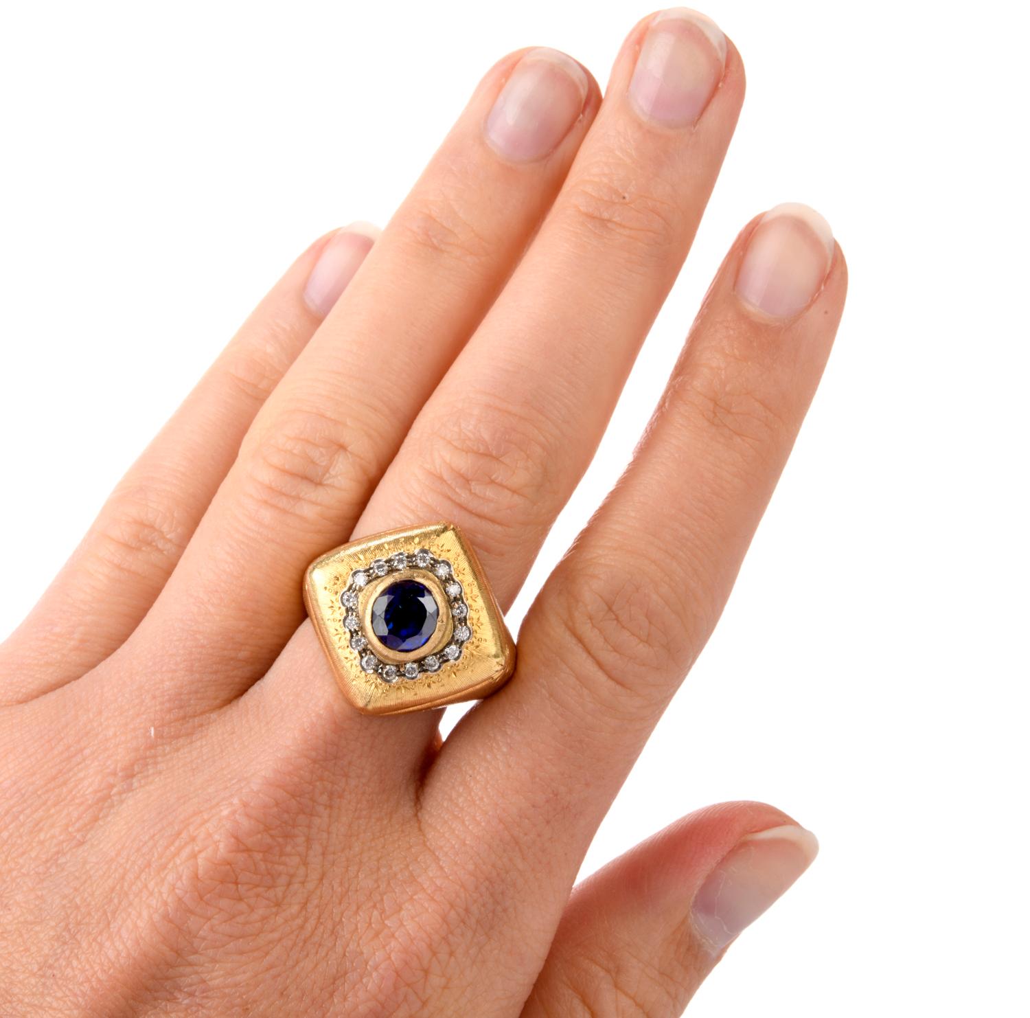 Buccellati Diamond Sapphire 18 Karat Statement Ring For Sale 1