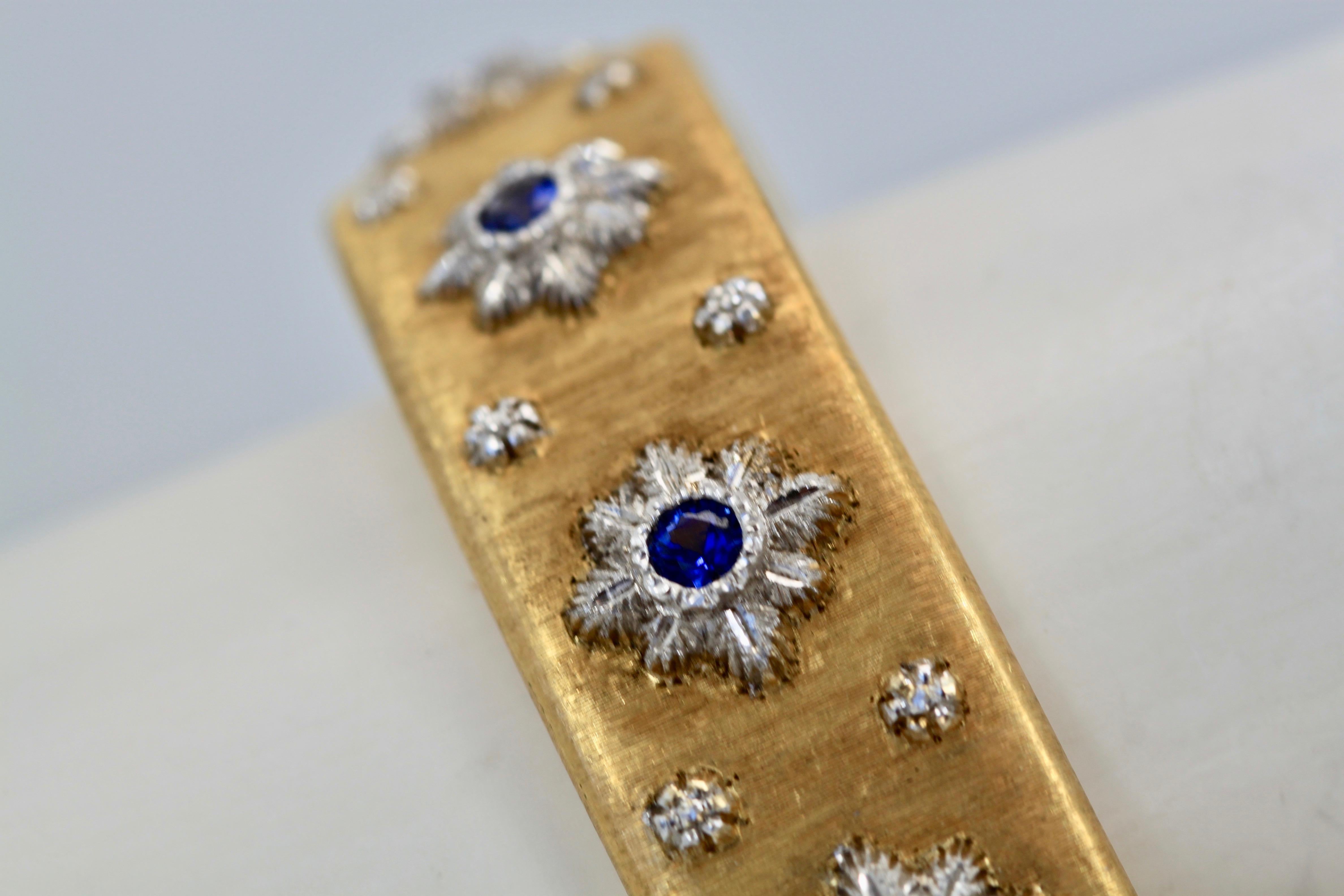 Artisan Buccellati Diamond Sapphire Bangle Bracelet