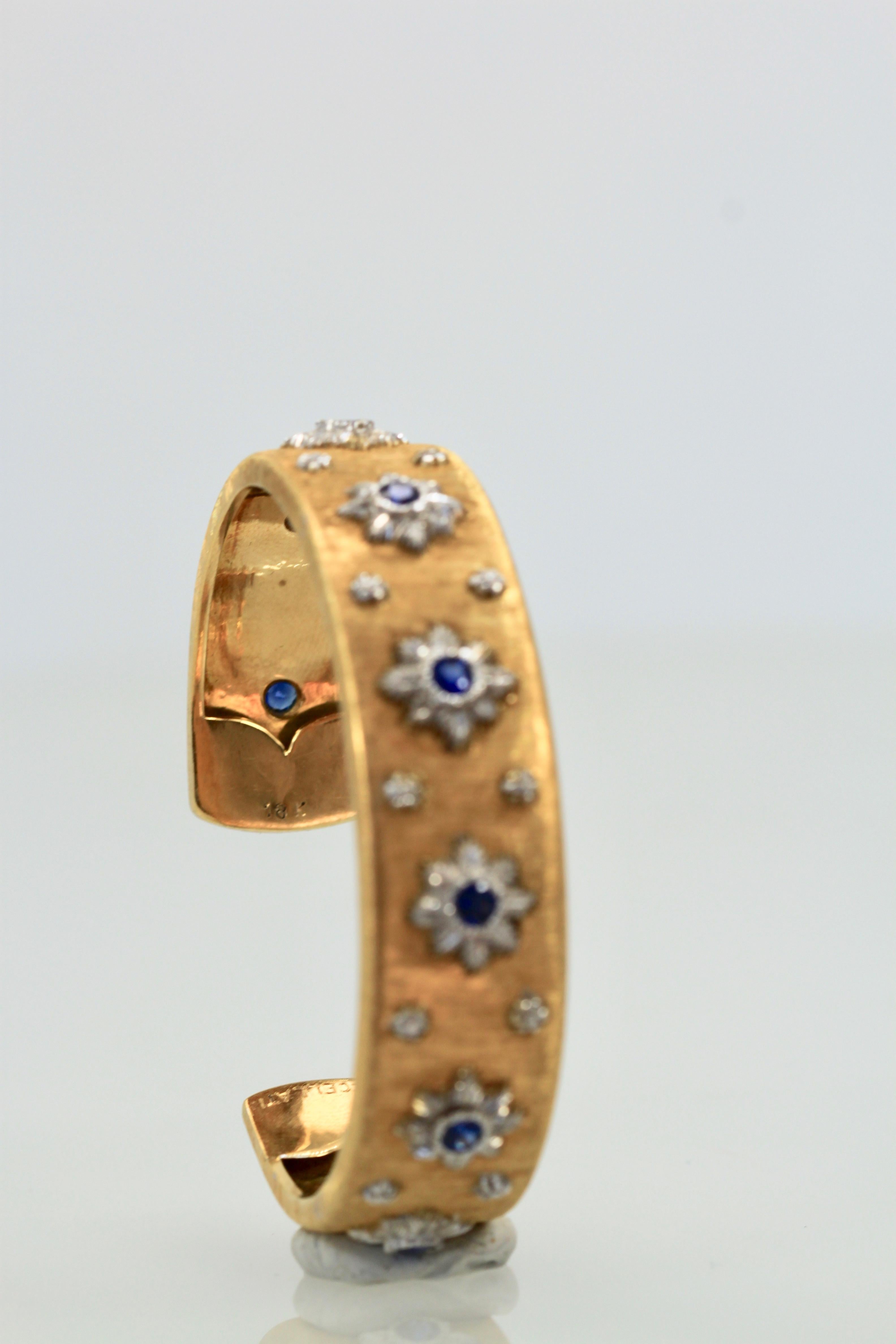 Women's Buccellati Diamond Sapphire Bangle Bracelet