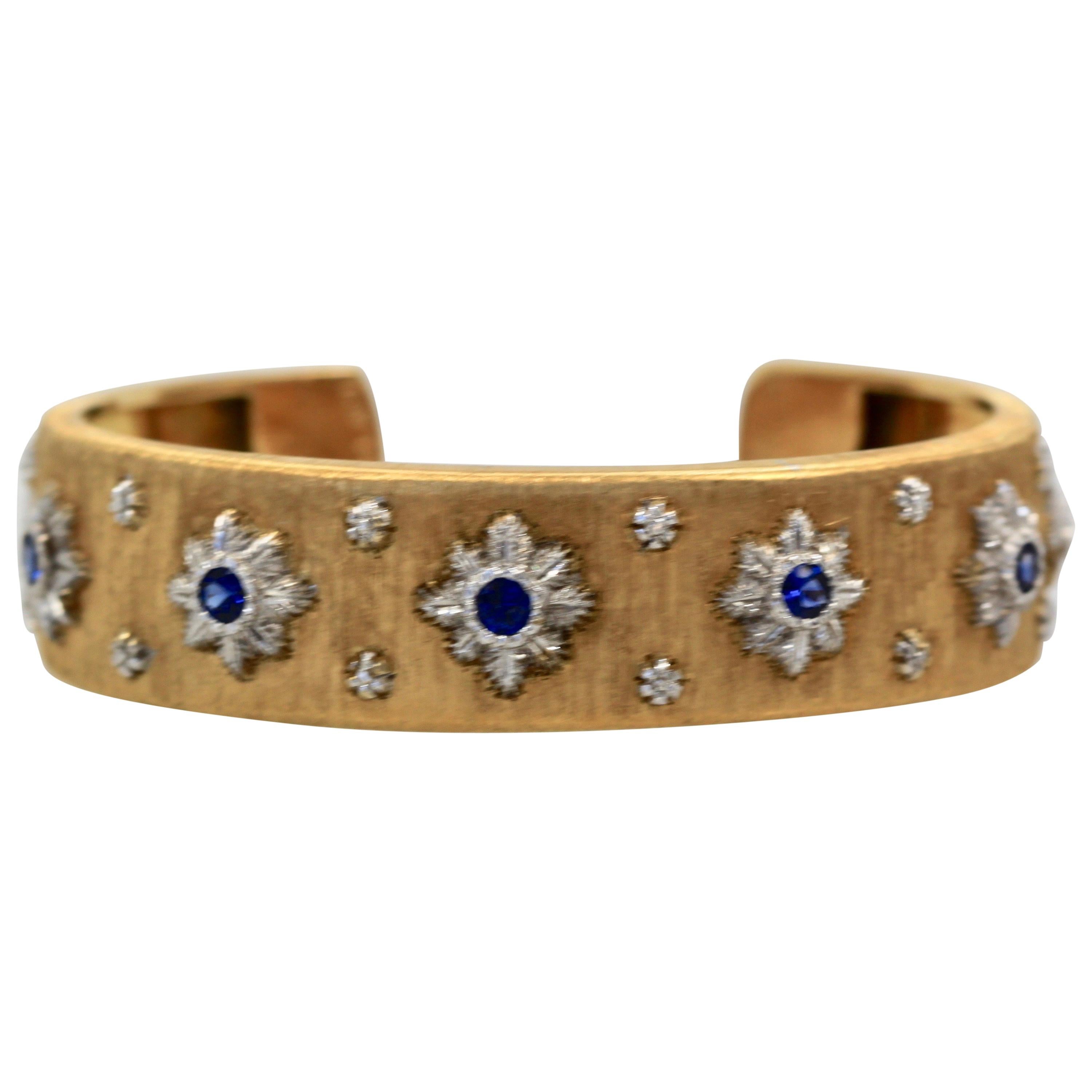 Buccellati Diamond Sapphire Bangle Bracelet