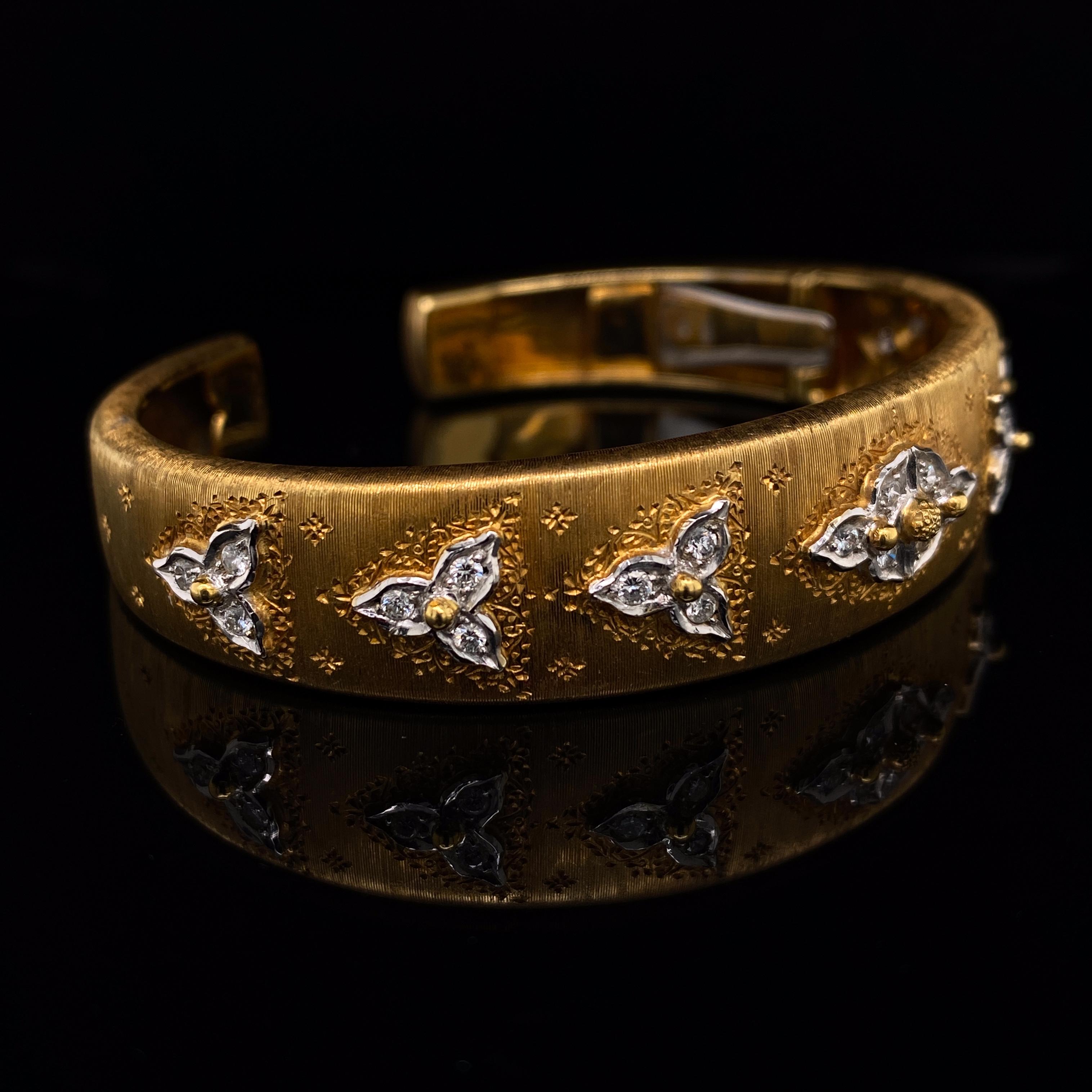 Buccellati Diamond Set 18 Karat Yellow Gold Bangle In Good Condition In London, GB