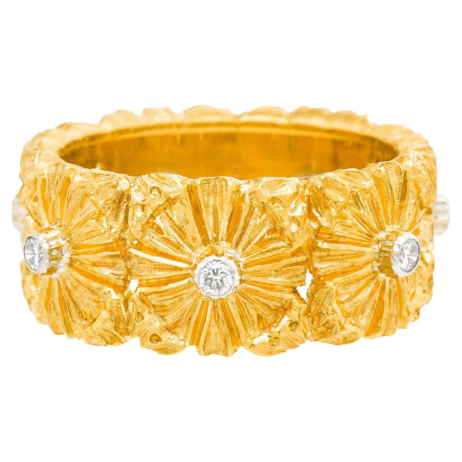 Buccellati Diamond-set Gold "Cassettoni" Ring 18k c2000s Italy For Sale