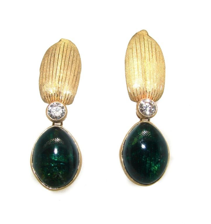 Buccellati Vintage 18k Gold Necklace Earrings Set Diamond Tourmaline For Sale 1
