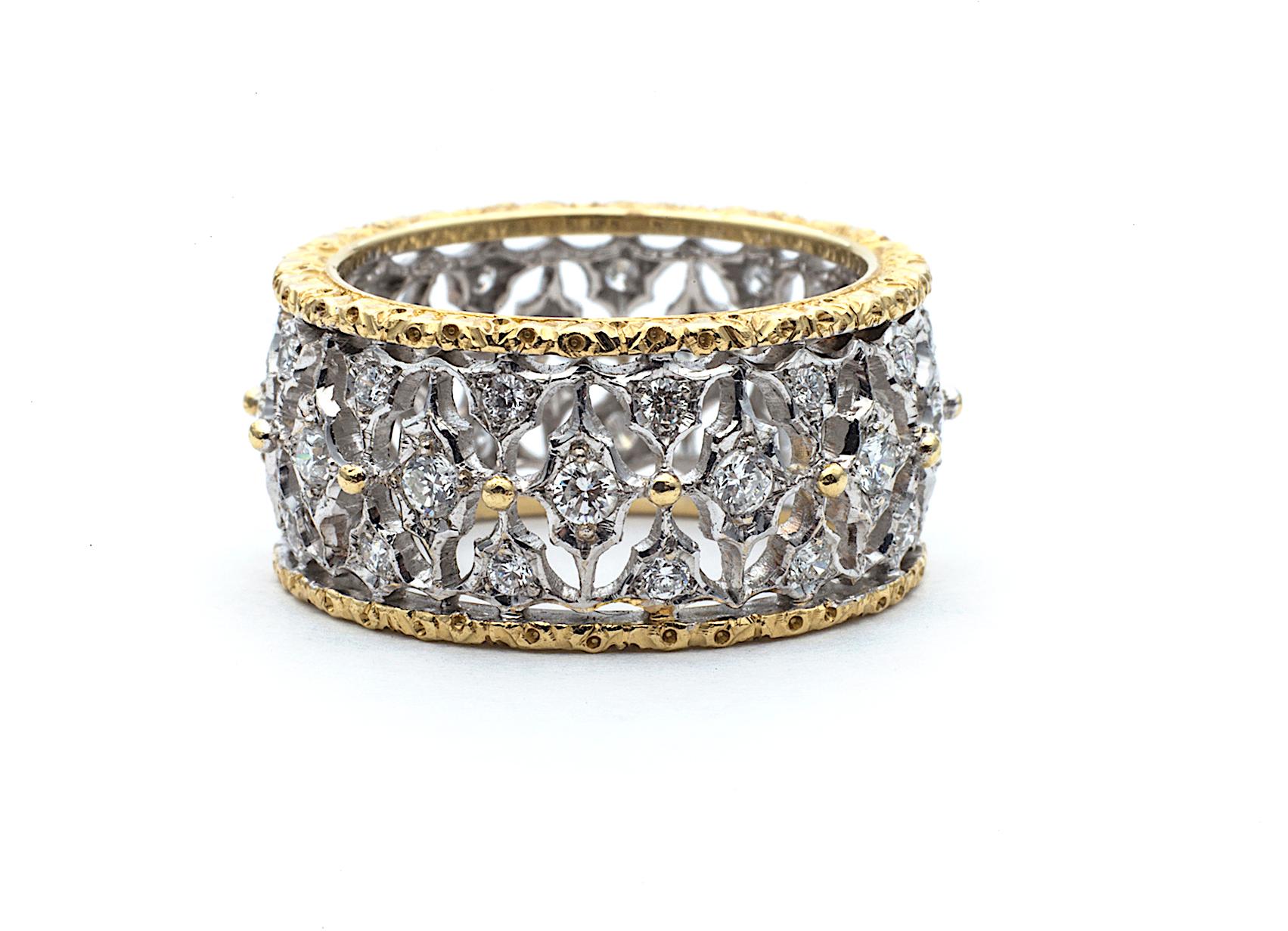 Contemporary Buccellati Diamond Two-Color Gold Band Ring