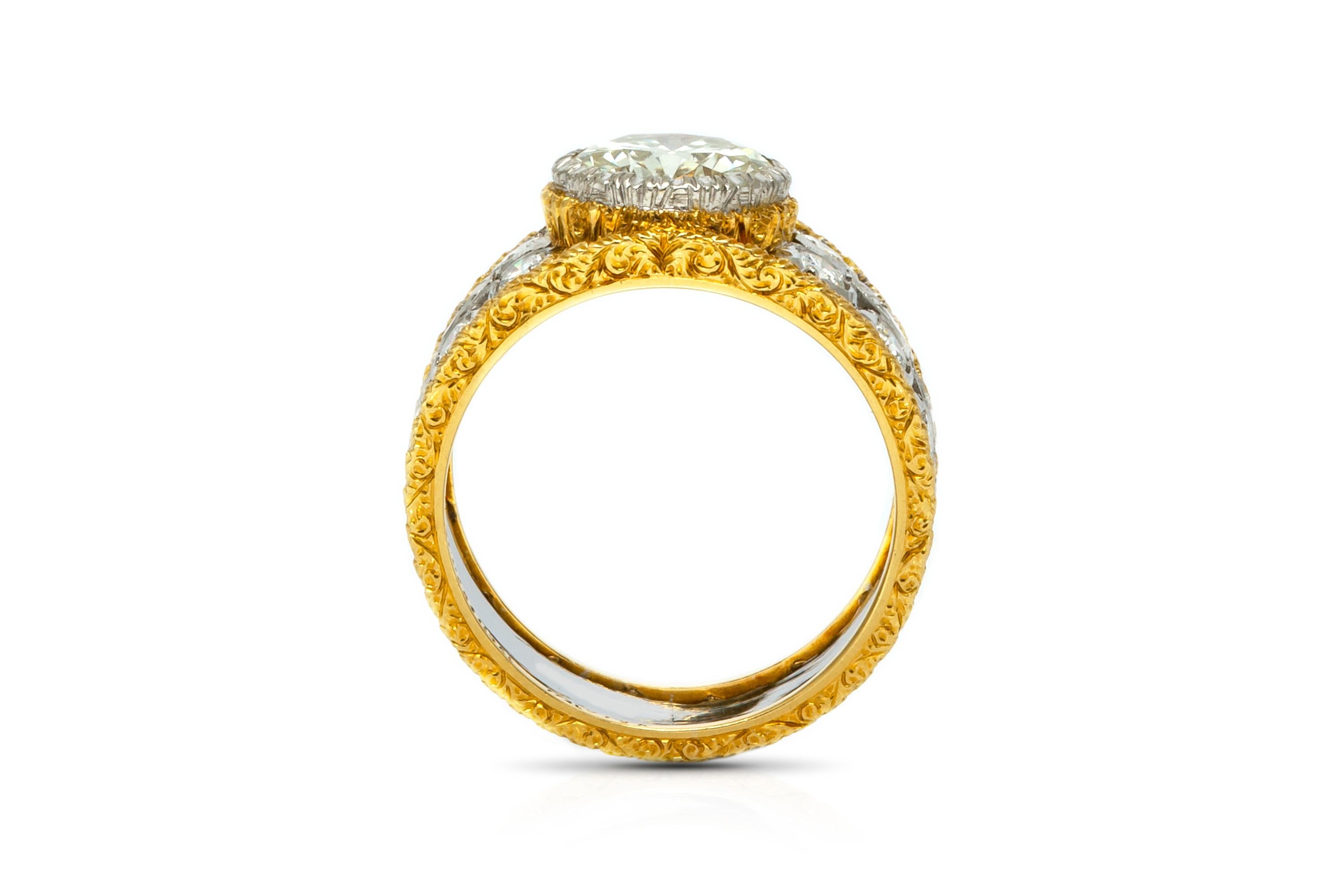 Buccellati Diamond Two-Color Gold Open Work Ring In Good Condition In New York, NY