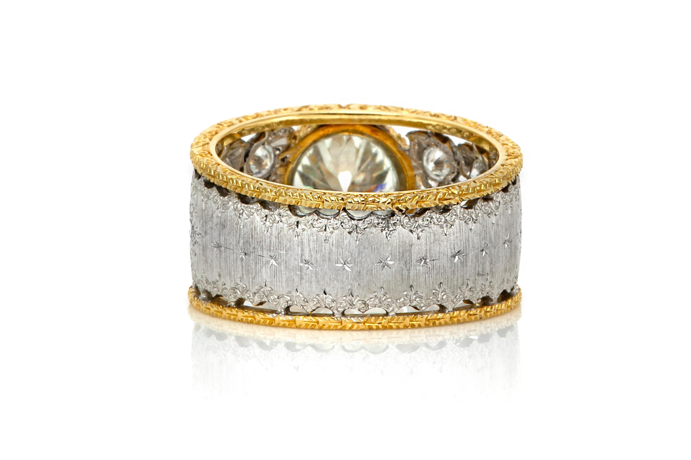 Women's Buccellati Diamond Two-Color Gold Open Work Ring