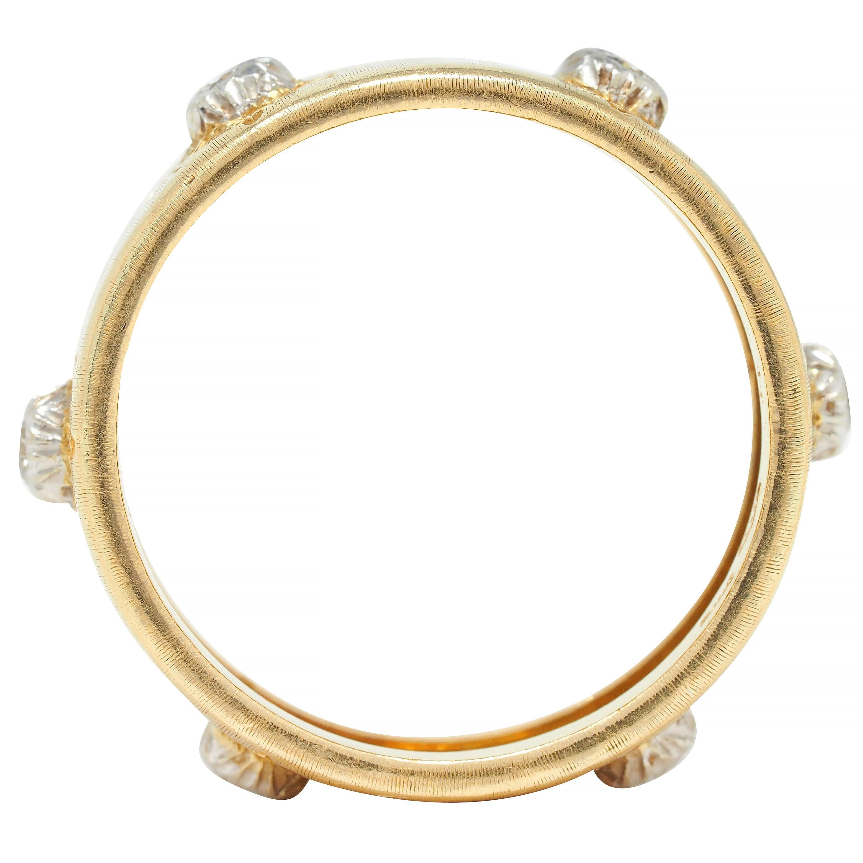 Buccellati Diamond Two-Tone 18 Karat Gold Eternelle Textured Vintage Band Ring 2