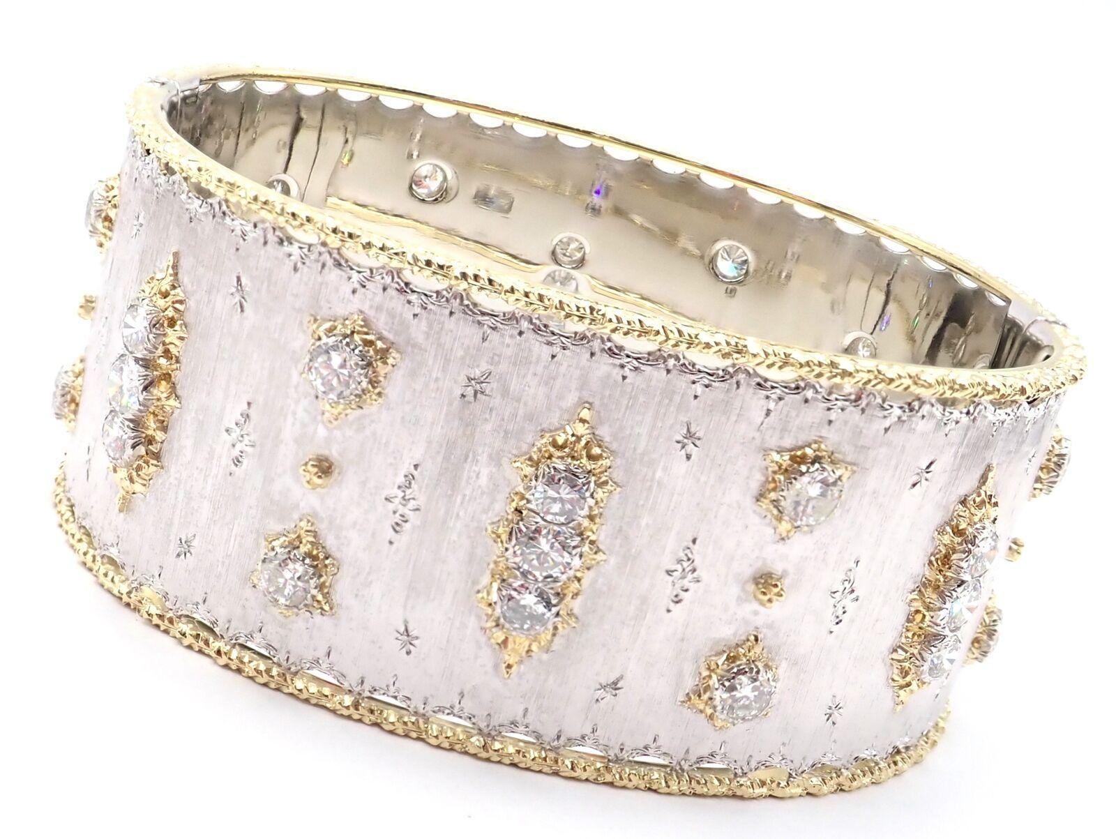 Taille brillant Bracelet Buccellati en or blanc et jaune et diamants en vente