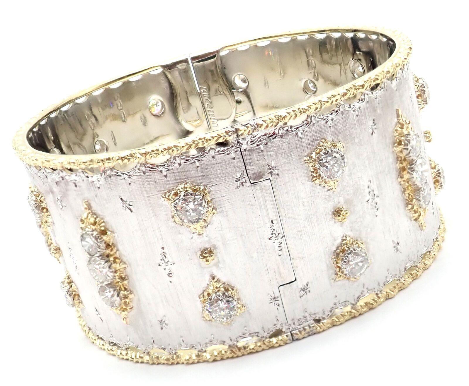 Buccellati Diamond White And Yellow Gold Bangle Bracelet In Excellent Condition For Sale In Holland, PA