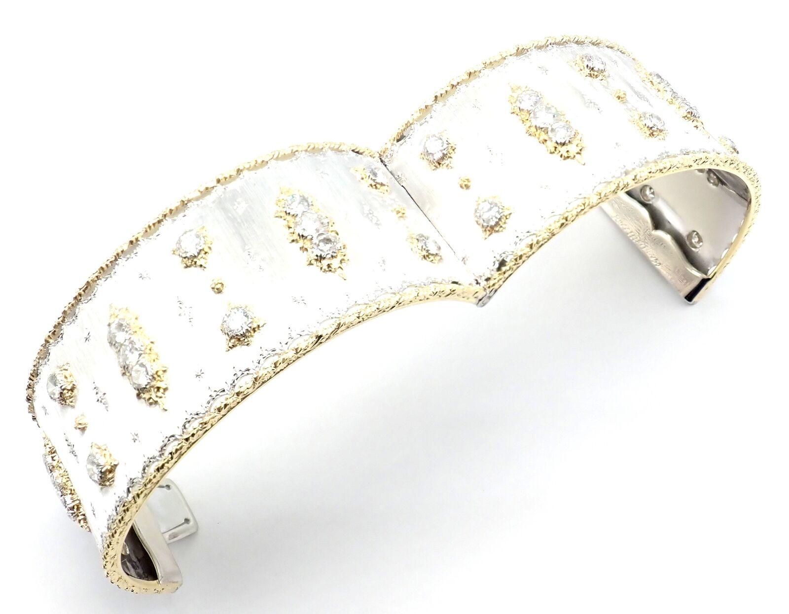 Buccellati Diamond White And Yellow Gold Bangle Bracelet For Sale 1