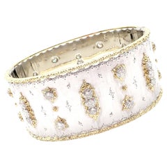 Vintage Buccellati Diamond White And Yellow Gold Bangle Bracelet