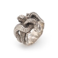 Buccellati Double Headed Snake Serpent Ring Sterling Silver Vintage Jewelry
