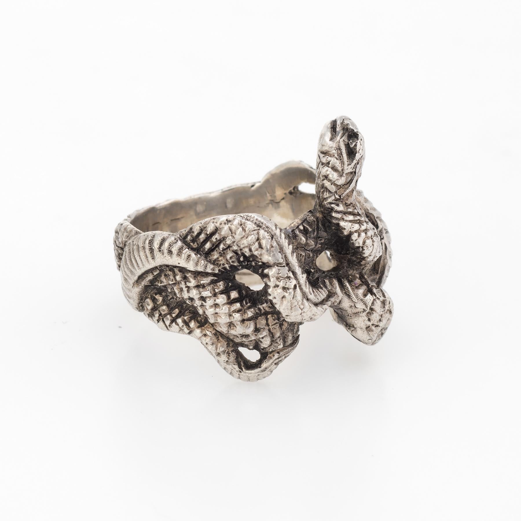 Modern Buccellati Double Headed Snake Serpent Ring Sterling Silver Vintage Jewelry
