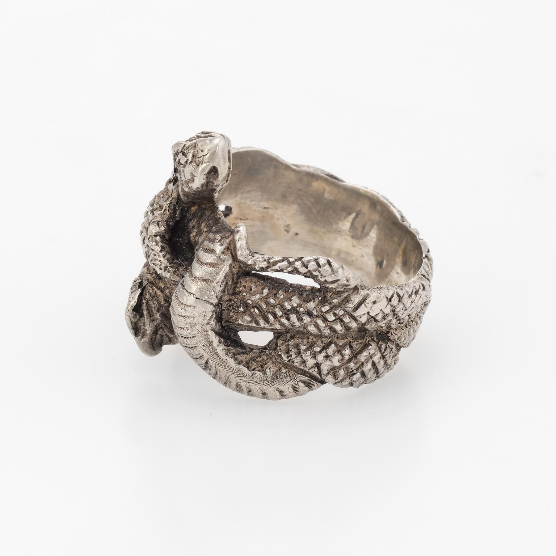Buccellati Double Headed Snake Serpent Ring Sterling Silver Vintage Jewelry In Excellent Condition In Torrance, CA
