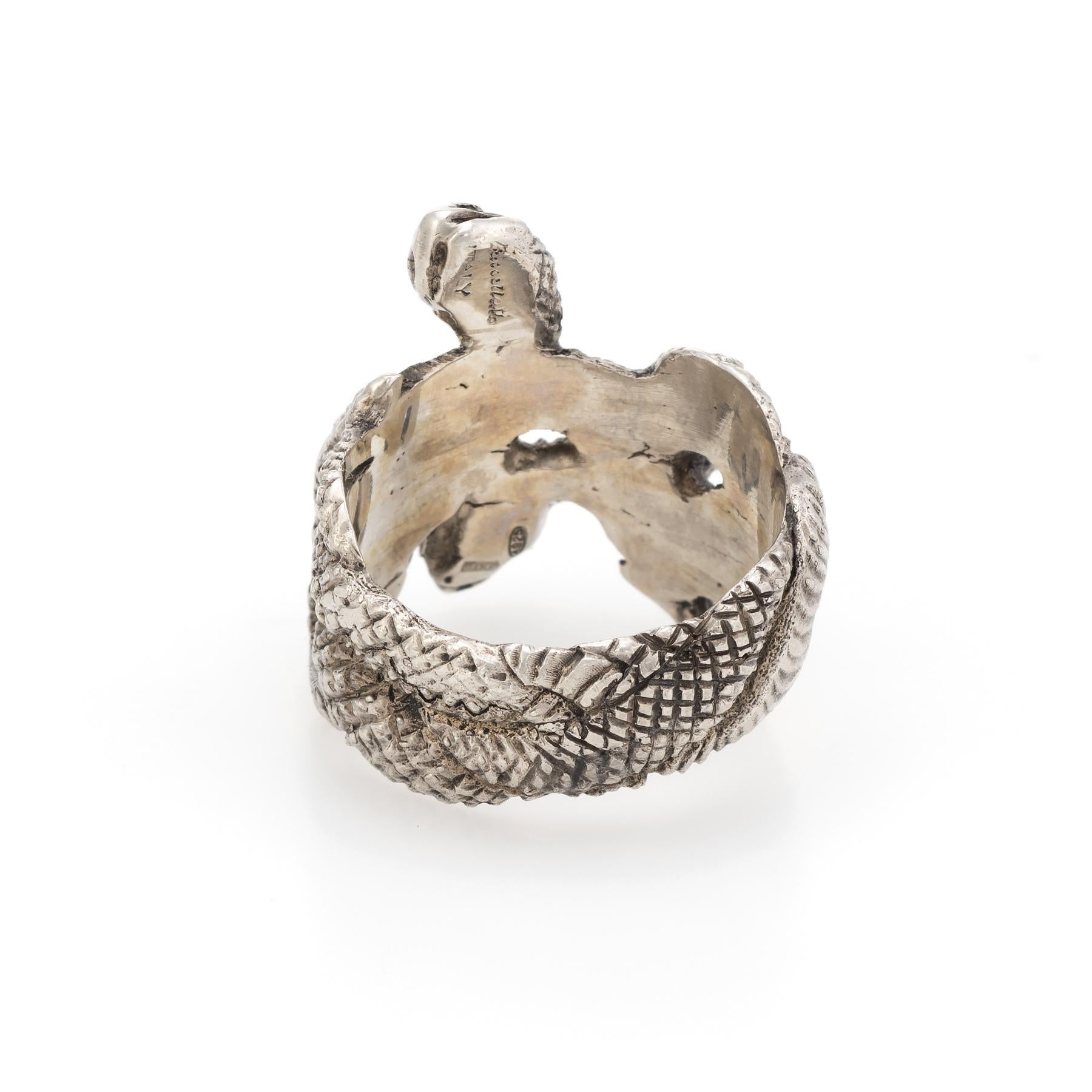 Women's or Men's Buccellati Double Headed Snake Serpent Ring Sterling Silver Vintage Jewelry