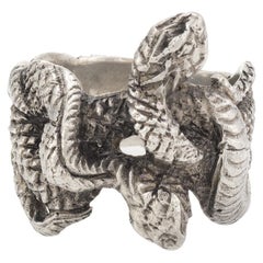Buccellati, bague serpent à double tête en argent sterling, bijoux vintage